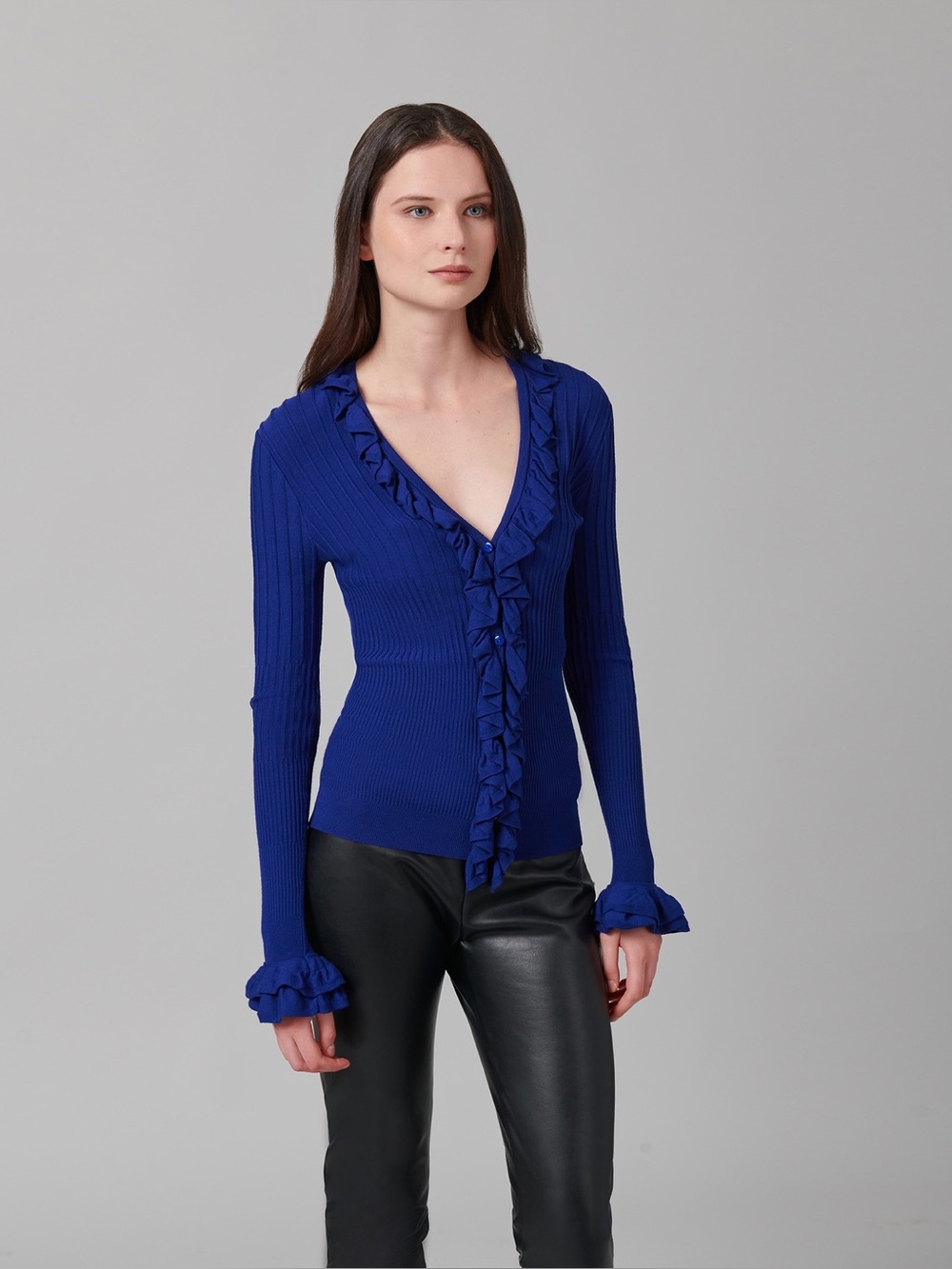Anne Fontaine Parfaite Sweater Long sleeve cardigan with ruffle details Size 42